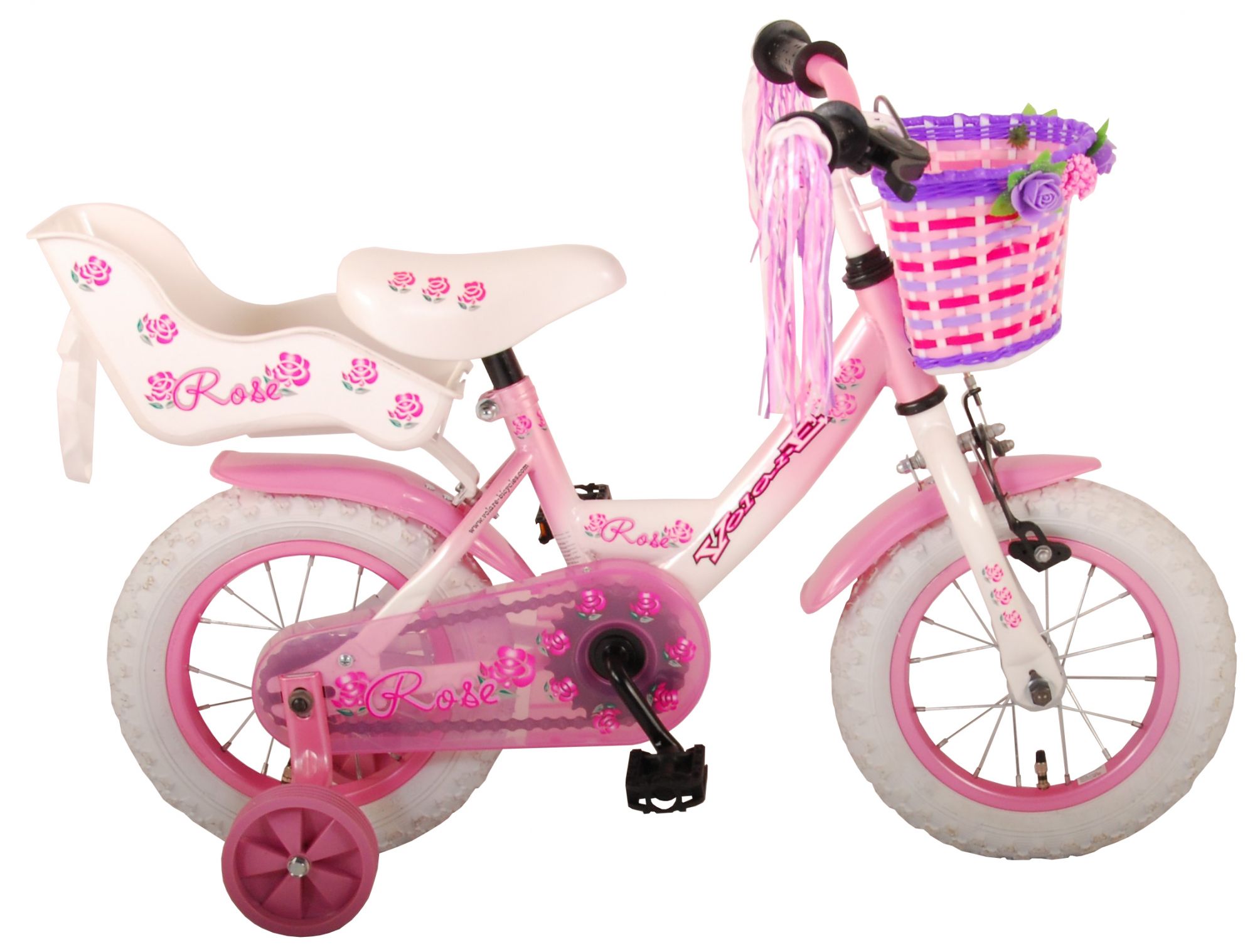 12 Blanc Fille SCH Roses 12'' blanc-3-5 Ans Vélo Enfant Bébé 