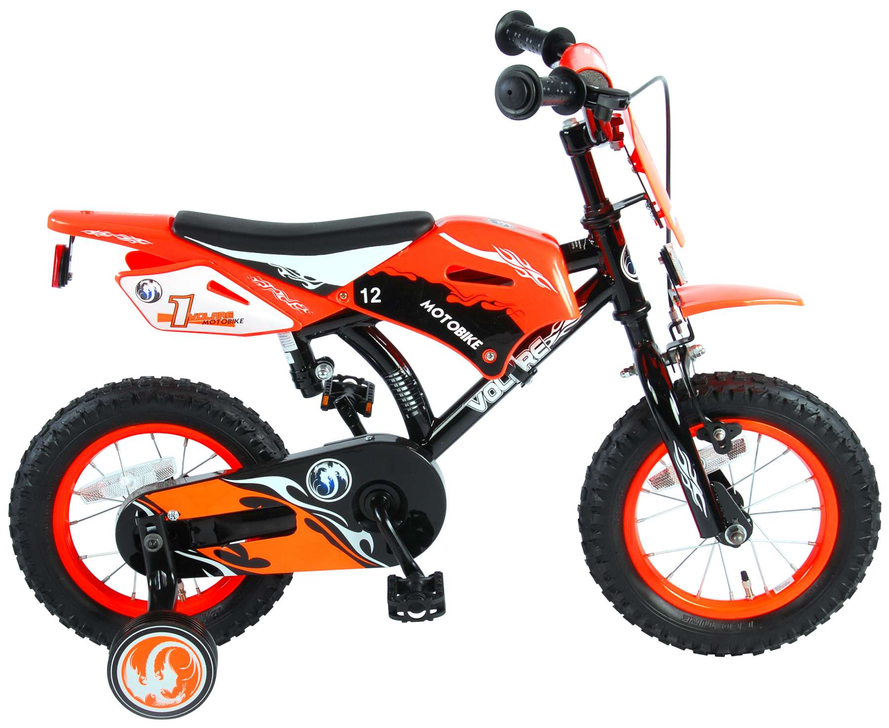 Vélo moto enfant Volare - garçon - 12 po - orange - assemblé à 95 %