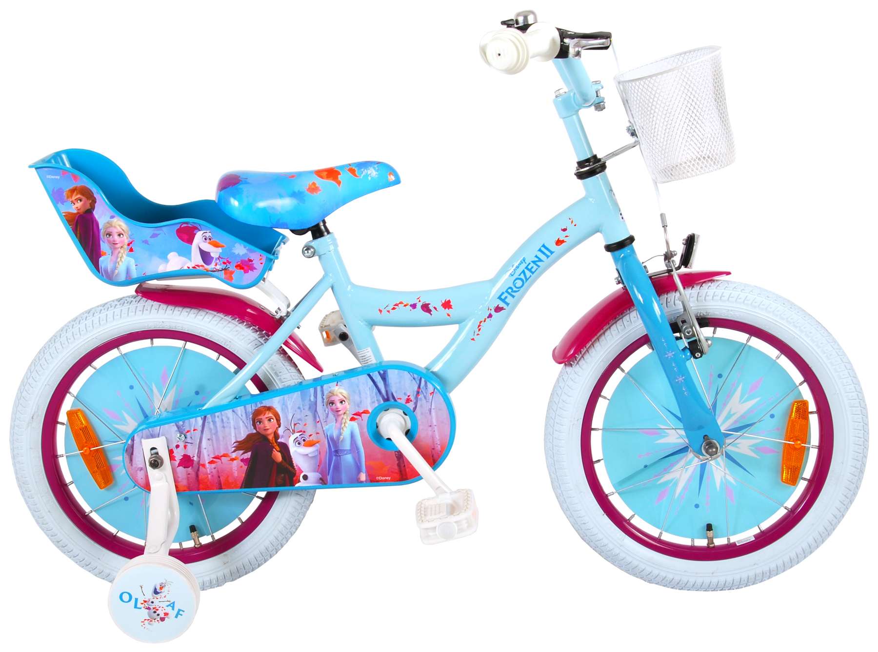 Porte poupée et Panier Avant. Nouveau Vélo 16 Reine des neiges 2 équipé de 2 Freins 