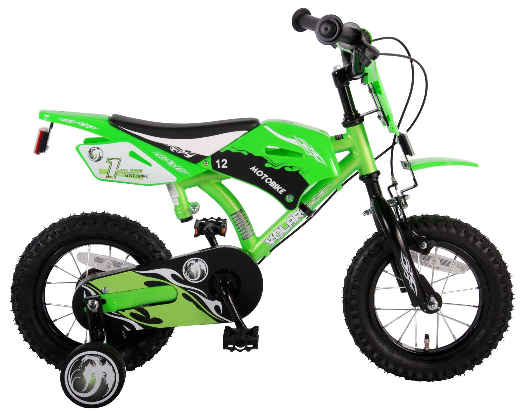 Velo moto garcon Volare 12 po vert avec deux leviers de frein