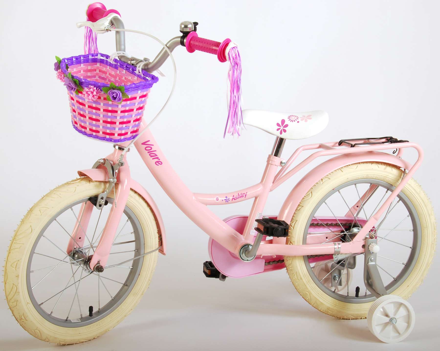 Vélo Enfant Fille 16 Pouces Ashley Frein Avant sur Le Guidon Frein Arrière à Rétropédalage Rose 95% Assemblé 