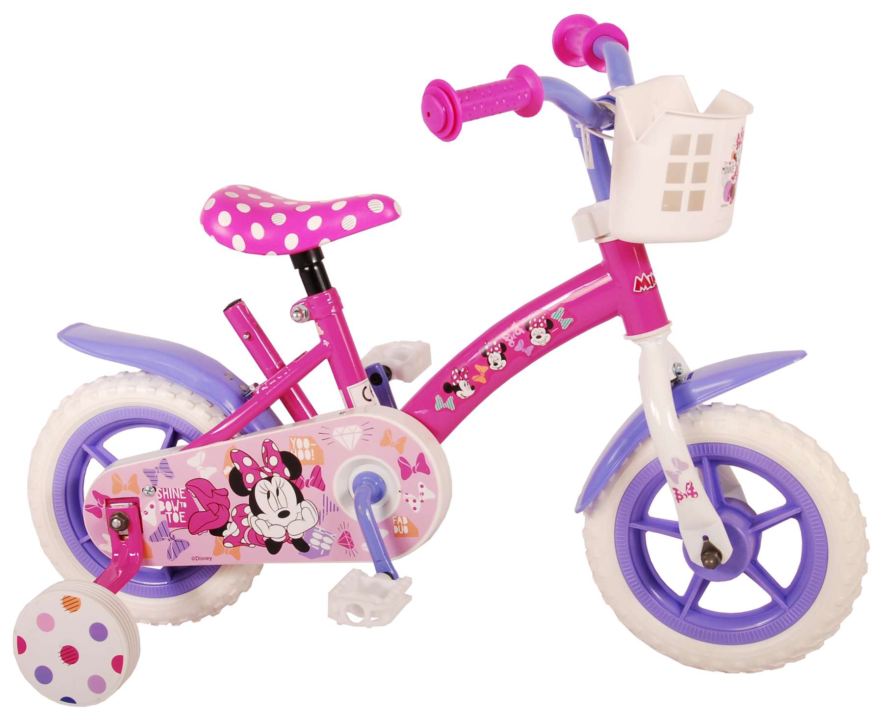 Vélo pour enfants Disney Minnie Cutest Ever! - Filles - 10 pouces - Rose /  Blanc / Violet