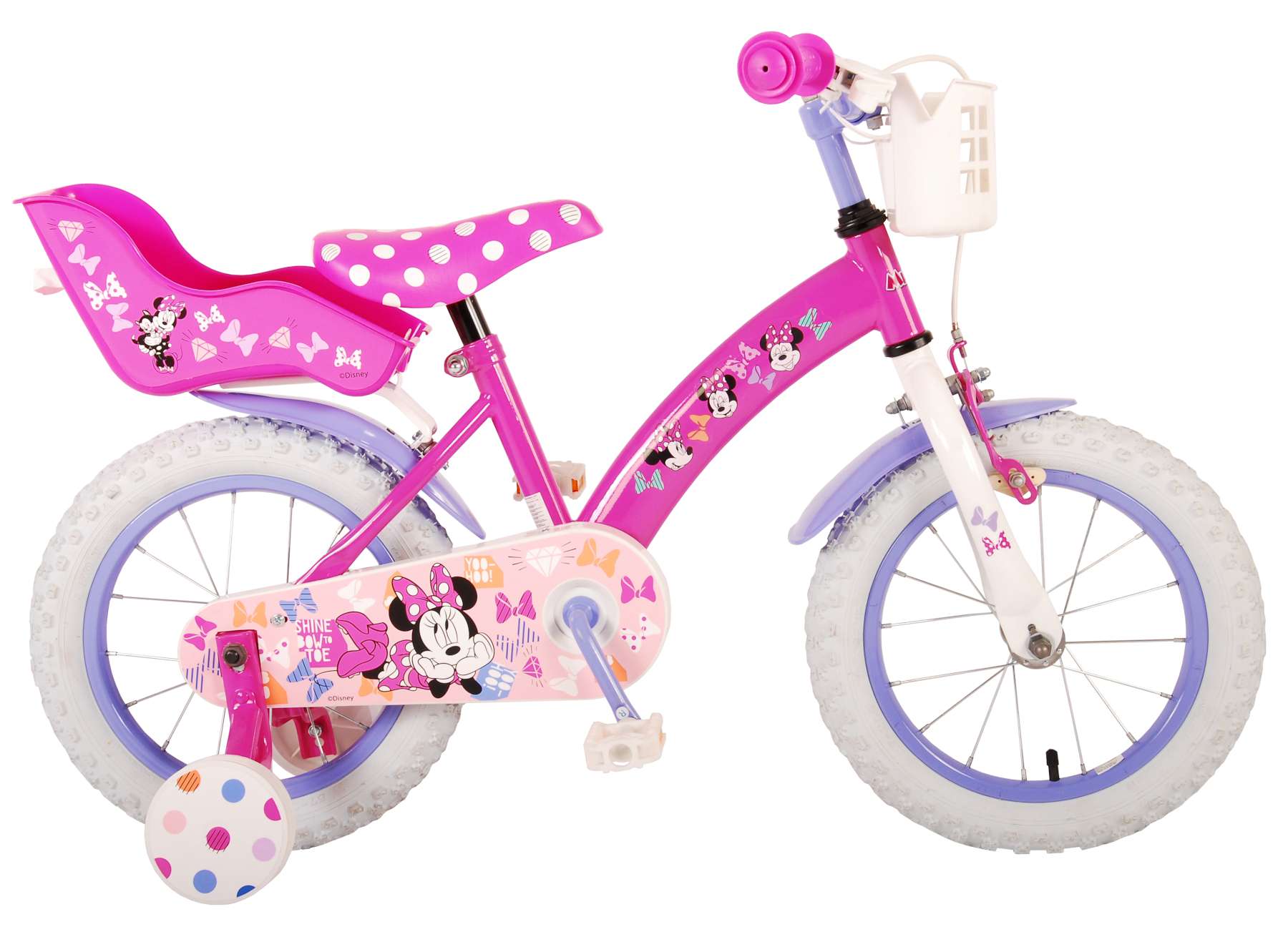 Panier avant vélo Minnie Mouse rose foncé – Équipement vélos enfants