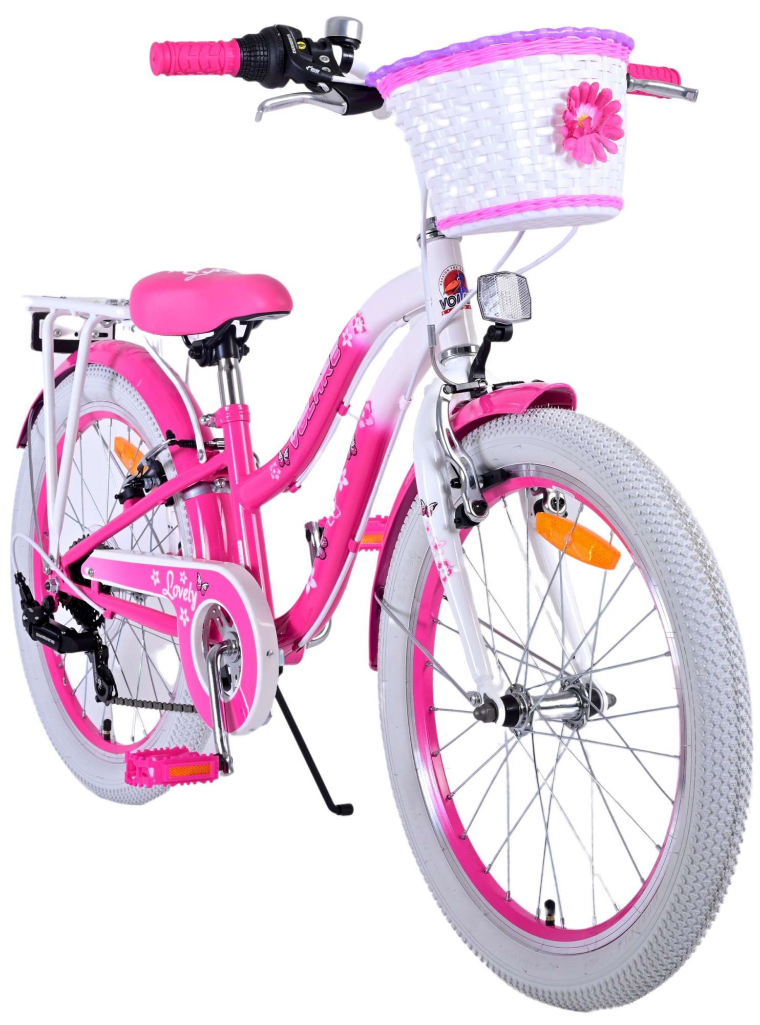 Fetcoi Vélo enfant 20 pouces fille garçon enfant vélo 6 vitesses VTT avec  lampe pour 12-16 ans (rose + blanc)