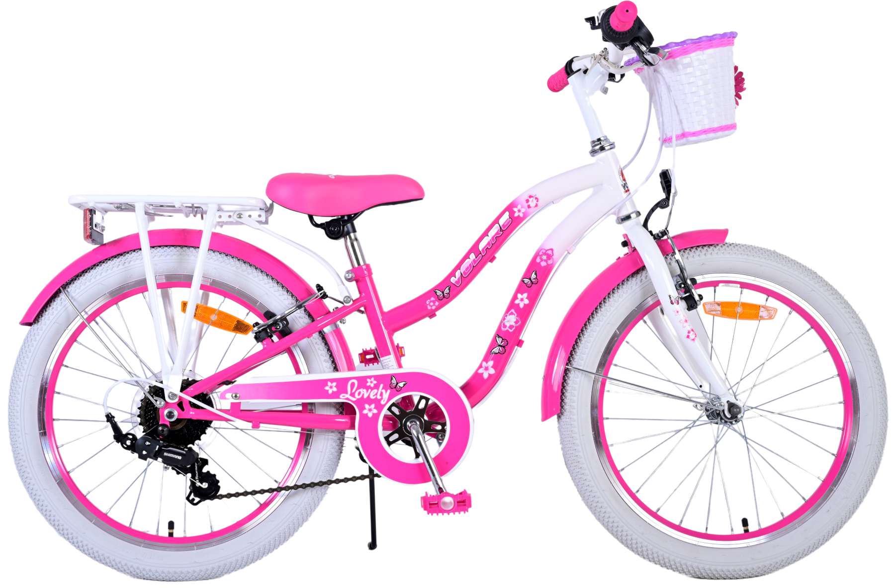 Vélo enfant Volare Lovely - Filles - 20 pouces - Rose - 6 vitesses