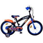 Vélo Hot Wheels pour enfants - Garçons - 16 pouces - Noir Orange Bleu - Freins à deux mains