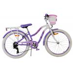 Vélo enfant Volare Lovely - Filles - 24 pouces - Violet - 7 vitesses