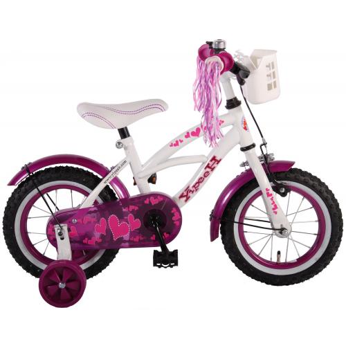 Volare Heart Cruiser Vélo enfants - Filles - 12 pouces - Blanc Violet