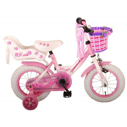 Vélo enfant Volare Rose - fille - 12 po - rose/blanc - assemblé à 95 %