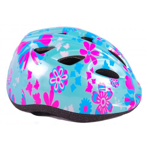 Casque de vélo pour enfants Volare Fleurs roses vertes XS 47-51 cm extra petit modèle