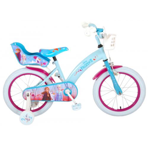 Vélo enfant Disney La reine des neiges - Fille - 16 po - Bleu/Blanc/Mauve - 2 leviers de frein