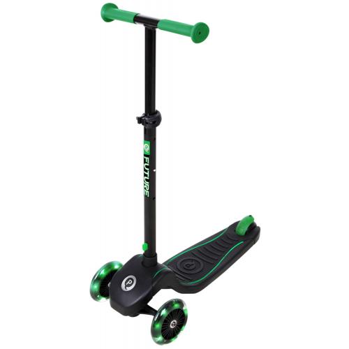 QPlay Future Scooter - Garçons et filles - Noir et vert - Éclairage LED