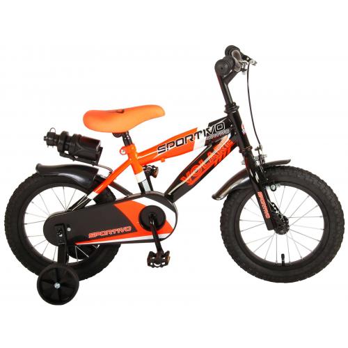 Vélo pour enfants Volare Sportivo - Garçons - 14 pouces - Orange fluo noir - 95% assemblé