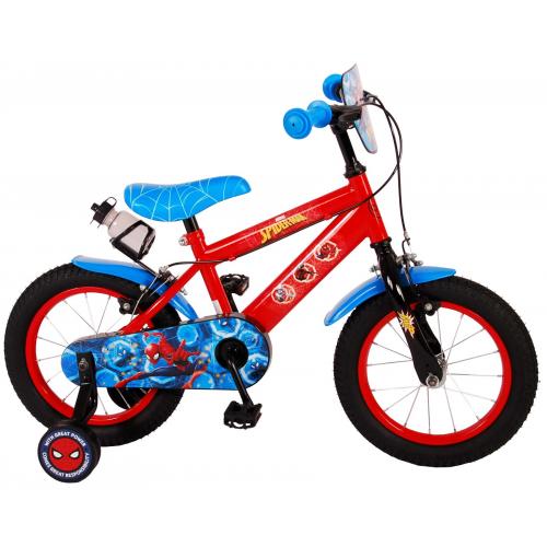 Spider-Man Kidsbike - Garçons - 14 pouces - Rouge Bleu - Deux freins à main