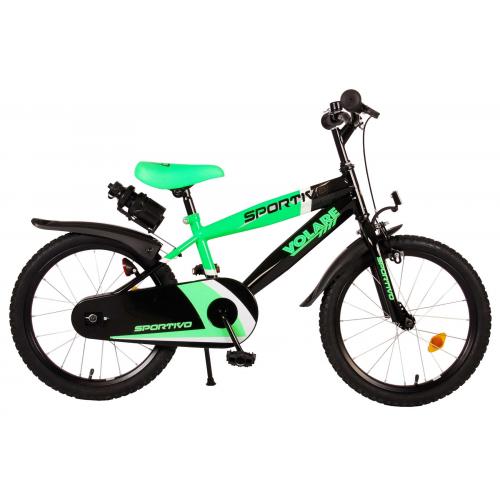 Vélo pour enfants Volare Sportivo - Garçons - 14 pouces - Vert fluo noir - 95% assemblé