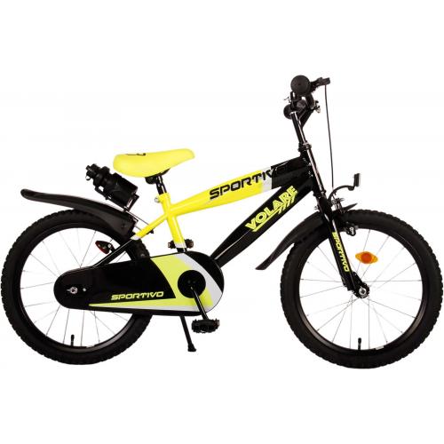 Vélo enfant Volare Sportivo - Garçons - 18 pouces - Néon Jaune Noir
