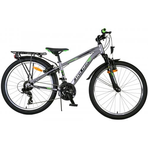 Vélo enfant Volare Cross - Garçons - 24 pouces - gris foncé - 18 vitesses