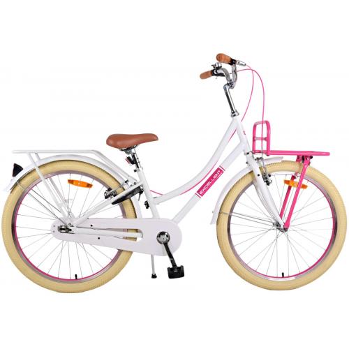 Volare Excellent Vélo enfant - Filles - 24 pouces - Blanc - Freins à deux mains