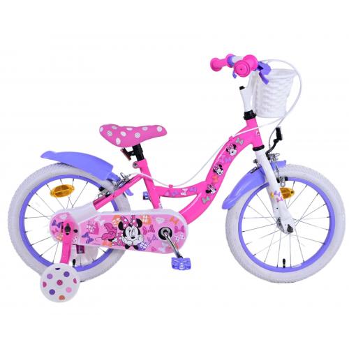 Vélo enfant Disney Minnie - Filles - 16 pouces - Rose - Freins à deux mains