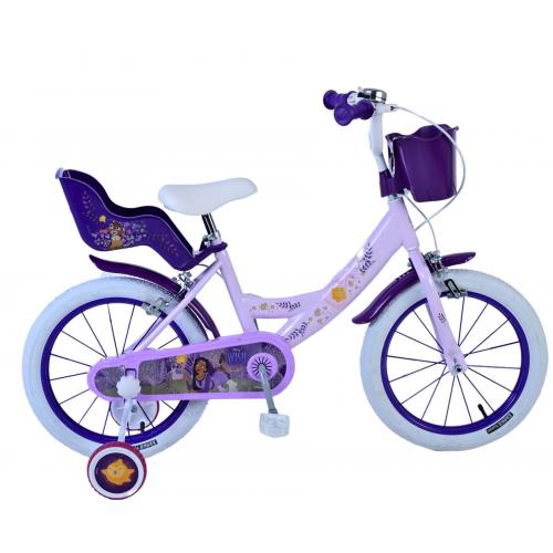 Vélo enfant Disney Wish - Filles - 16 pouces - Violet - Freins à deux mains