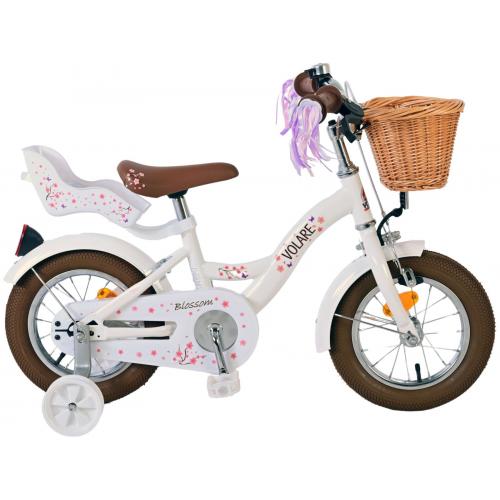 Vélo enfant Volare Blossom - Filles - 12 pouces - Blanc