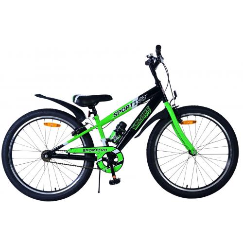Volare Sportivo Vélo enfant - Garçons - 24 pouces - Noir Vert - Freins à deux mains