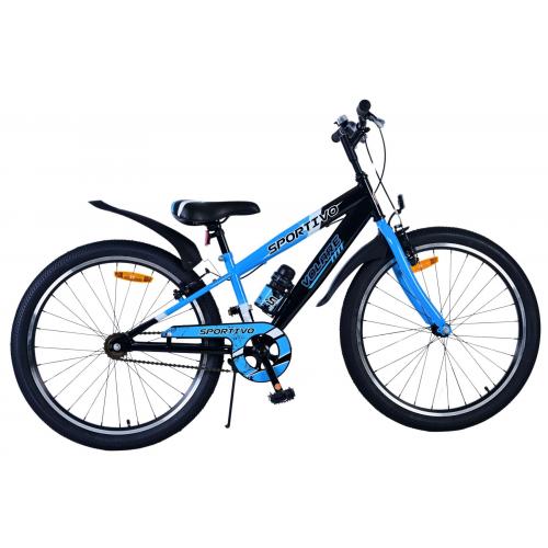 Volare Sportivo Vélo enfant - Garçons - 24 pouces - Noir Bleu - Freins à deux mains