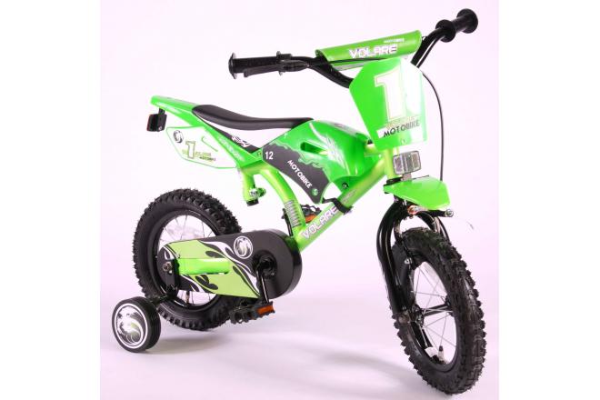 Vélo moto enfant Volare - garçon - 12 po - vert - assemblé à 95 %