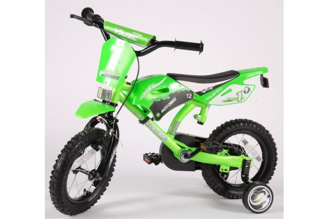 Vélo moto enfant Volare - garçon - 12 po - vert - assemblé à 95 %