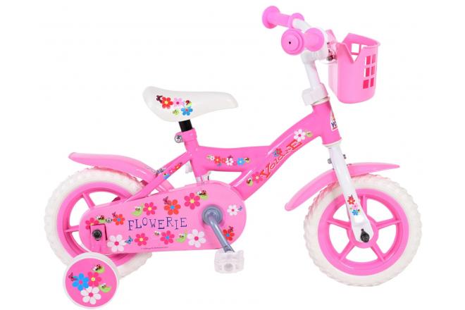 Vélo pour enfants Yipeeh Flowery - Filles - 10 pouces - Rose / Blanc