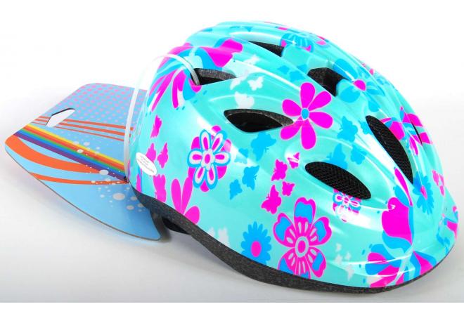 Casque de vélo pour enfants Volare Fleurs roses vertes XS 47-51 cm extra petit modèle