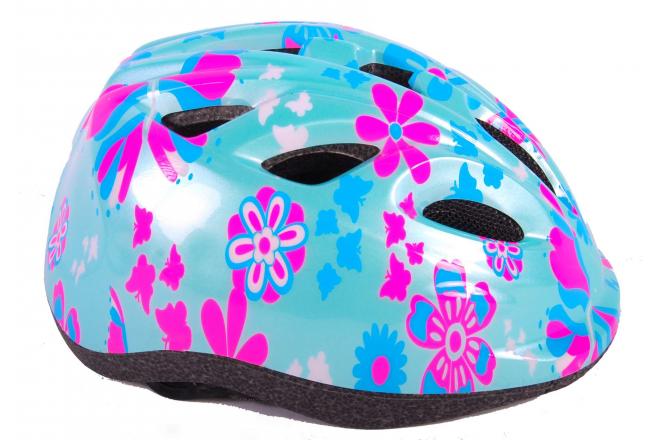 Casque de vélo pour enfants Volare Fleurs roses vertes XS 47-51 cm extra petit modèle