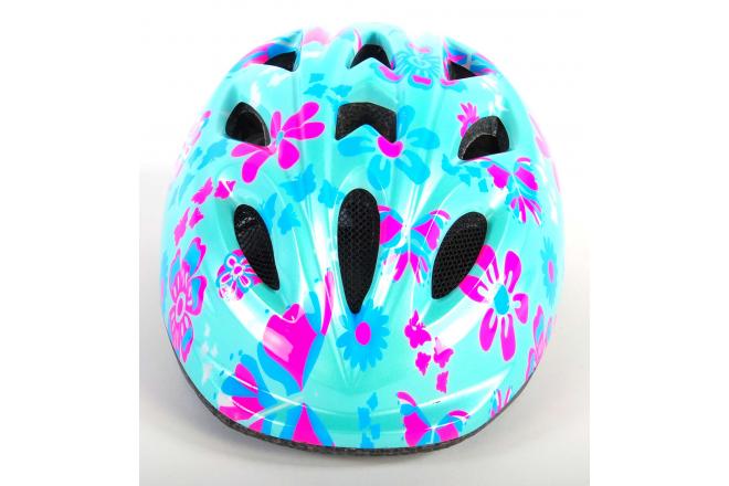 Casque de vélo pour enfants Volare Fleurs roses vertes XS 47-51 cm extra petit modèle