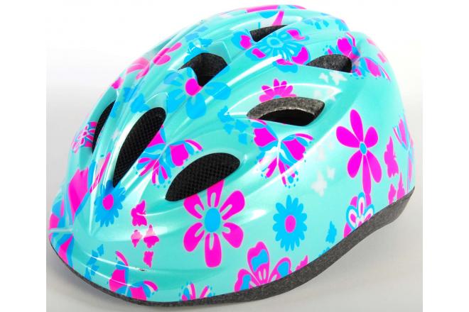 Casque de vélo pour enfants Volare Fleurs roses vertes XS 47-51 cm extra petit modèle