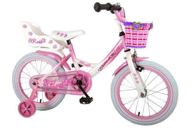 Vélo enfant Volare Rose - Fille - 16 po - Rose/Blanc - assamblé à 95%