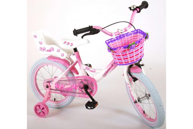 Vélo enfant Volare Rose - Fille - 16 po - Rose/Blanc - assamblé à 95%