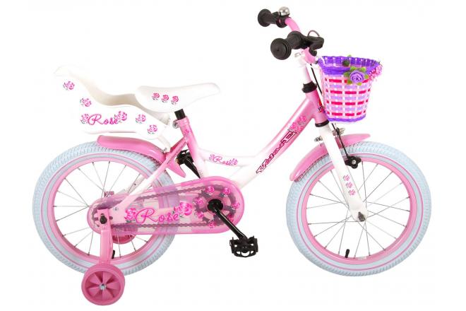 Vélo enfant Volare Rose - Fille - 16 po - Rose/Blanc - assamblé à 95%