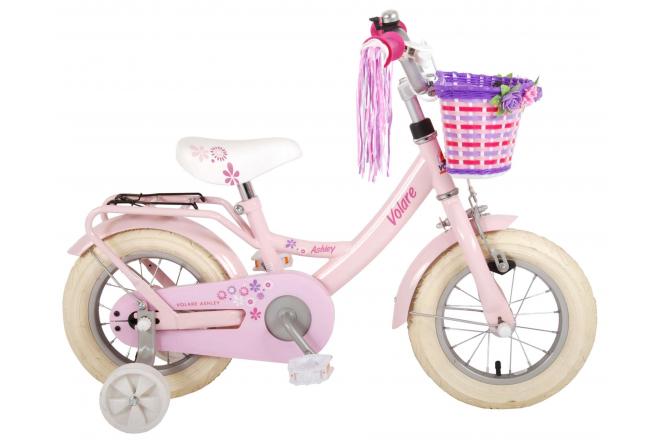 Vélo d'enfant Volare Ashley - Filles - 12 pouces - Rose - 95% assemblé