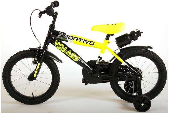 Vélo pour enfants Volare Sportivo - Garçons - 16 pouces - Jaune fluo noir - 95% assemblé