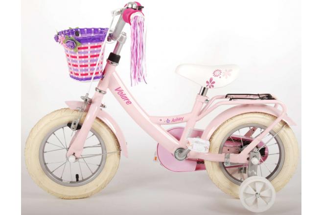 Vélo d'enfant Volare Ashley - Filles - 12 pouces - Rose - 95% assemblé