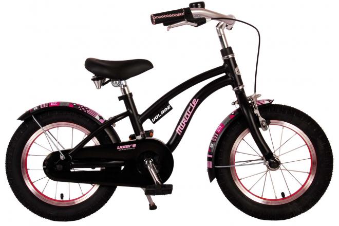 Vélo d'enfant Volare Miracle Cruiser - Filles - 14 pouces - Noir mat - Prime Collection