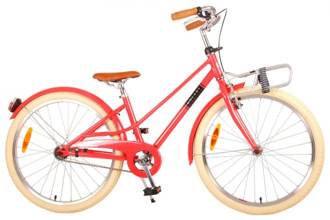 Vélo pour enfants Volare Melody - Filles - 24 pouces - Rouge corail - Prime Collection