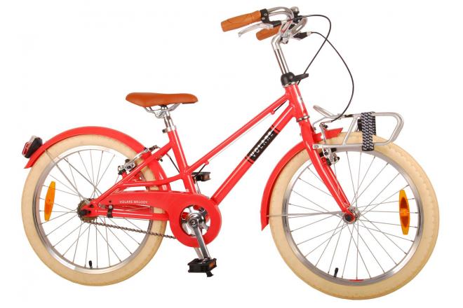 Vélo pour enfants Volare Melody - Filles - 20 pouces - rouge pastel - deux freins à main - Prime Collection