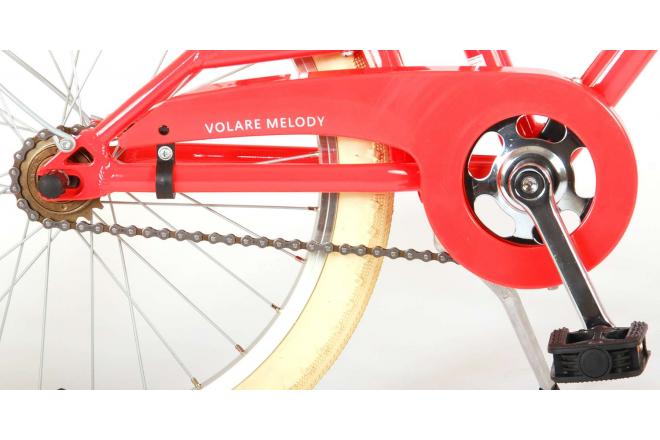 Vélo pour enfants Volare Melody - Filles - 20 pouces - rouge pastel - deux freins à main - Prime Collection