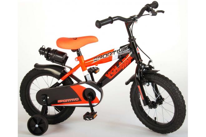 Vélo pour enfants Volare Sportivo - Garçons - 14 pouces - Orange fluo noir - 95% assemblé