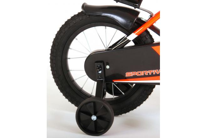 Vélo pour enfants Volare Sportivo - Garçons - 14 pouces - Orange fluo noir - 95% assemblé