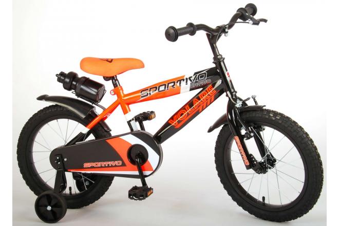 Vélo pour enfants Volare Sportivo - Garçons - 16 pouces - Orange fluo noir - 95% assemblé