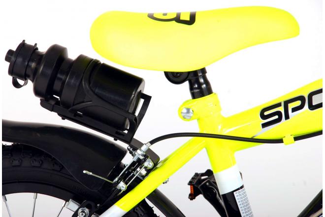 Vélo pour enfants Volare Sportivo - Garçons - 14 pouces - Jaune fluo noir - Freins à deux mains - 95% assemblé