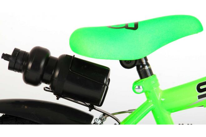 Vélo pour enfants Volare Sportivo - Garçons - 16 pouces - Vert fluo noir - Freins à deux mains - 95% assemblé