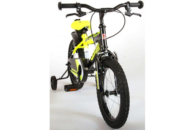 Vélo pour enfants Volare Sportivo - Garçons - 16 pouces - Jaune fluo noir - Freins à deux mains - 95% assemblé